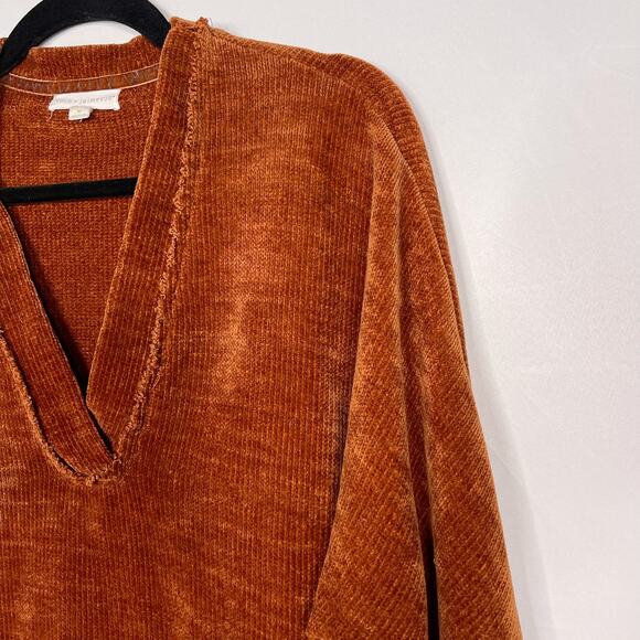 Coco + Jamieson Womens Medium M Rust Orange Chenille V Neck Sweater Pullover - Picture 3 of 8